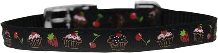 Cupcakes Nylon Dog Collar With Classic Buckle 3/8" Black Size 10 Default Title