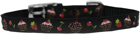 Cupcakes Nylon Dog Collar With Classic Buckle 3-8" Black Size 10 GreatEagleInc