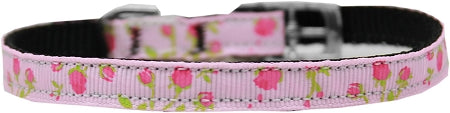 Roses Nylon Dog Collar With Classic Buckle 3-8" Pink Size 10 GreatEagleInc