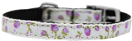 Roses Nylon Dog Collar With Classic Buckle 3-8" Purple Size 10 GreatEagleInc