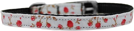 Roses Nylon Dog Collar With Classic Buckle 3/8" Red Size 16 Default Title