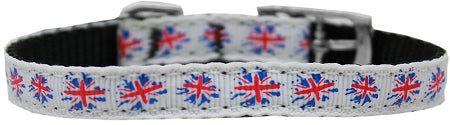 Graffiti Union Jack(uk Flag) Nylon Dog Collar With Classic Buckle 3-8" Size 10 GreatEagleInc