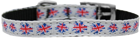 Graffiti Union Jack(uk Flag) Nylon Dog Collar With Classic Buckle 3-8" Size 8 GreatEagleInc