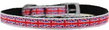 Tiled Union Jack(uk Flag) Nylon Dog Collar With Classic Buckle 3-8" Size 10 GreatEagleInc
