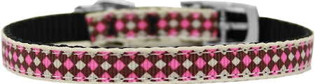 Pink Checkers Nylon Dog Collar With Classic Buckle 3/8" Size 8 Default Title