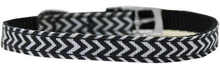 Chevrons Nylon Dog Collar With Classic Buckle 3-8" Black Size 10 GreatEagleInc