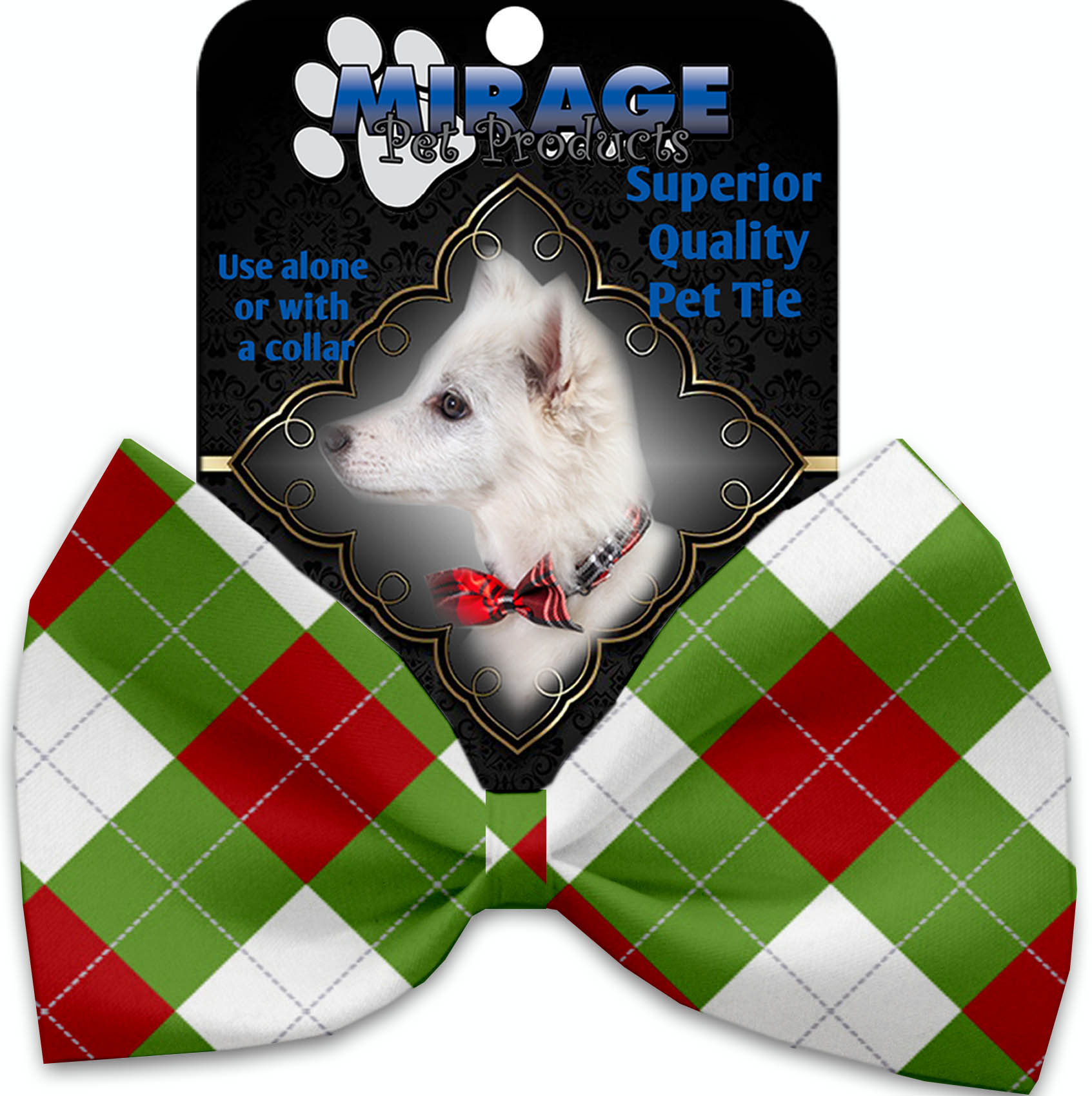 Christmas Argyle Pet Bow Tie Collar Accessory With Velcro GreatEagleInc