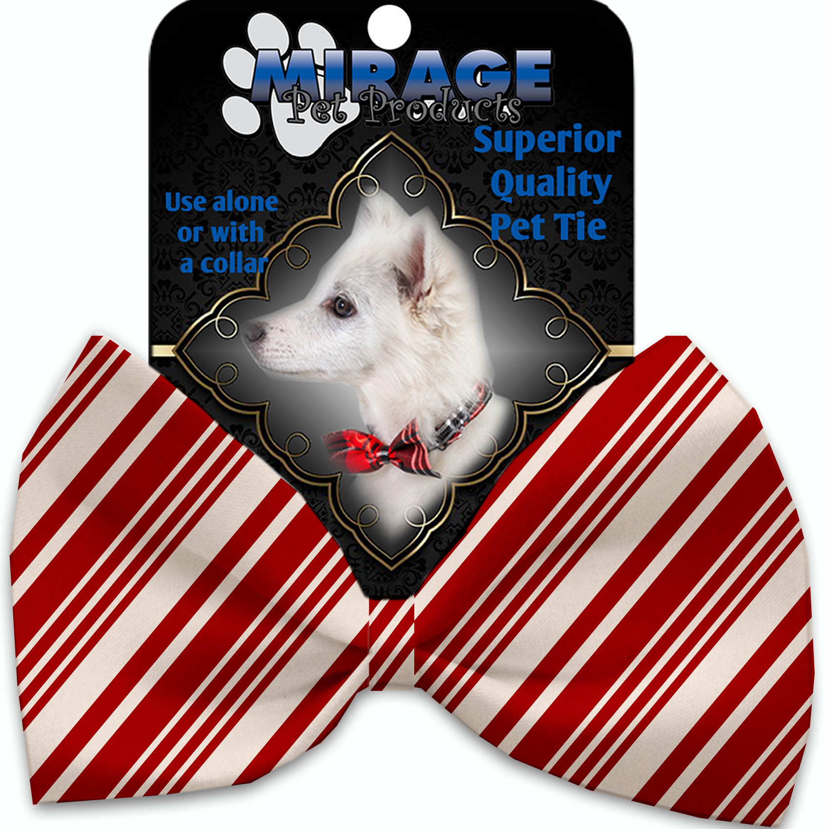 Classic Candy Cane Stripes Pet Bow Tie Collar Accessory With Velcro GreatEagleInc