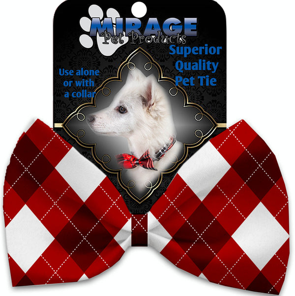 Candy Cane Argyle Pet Bow Tie Collar Accessory With Velcro GreatEagleInc