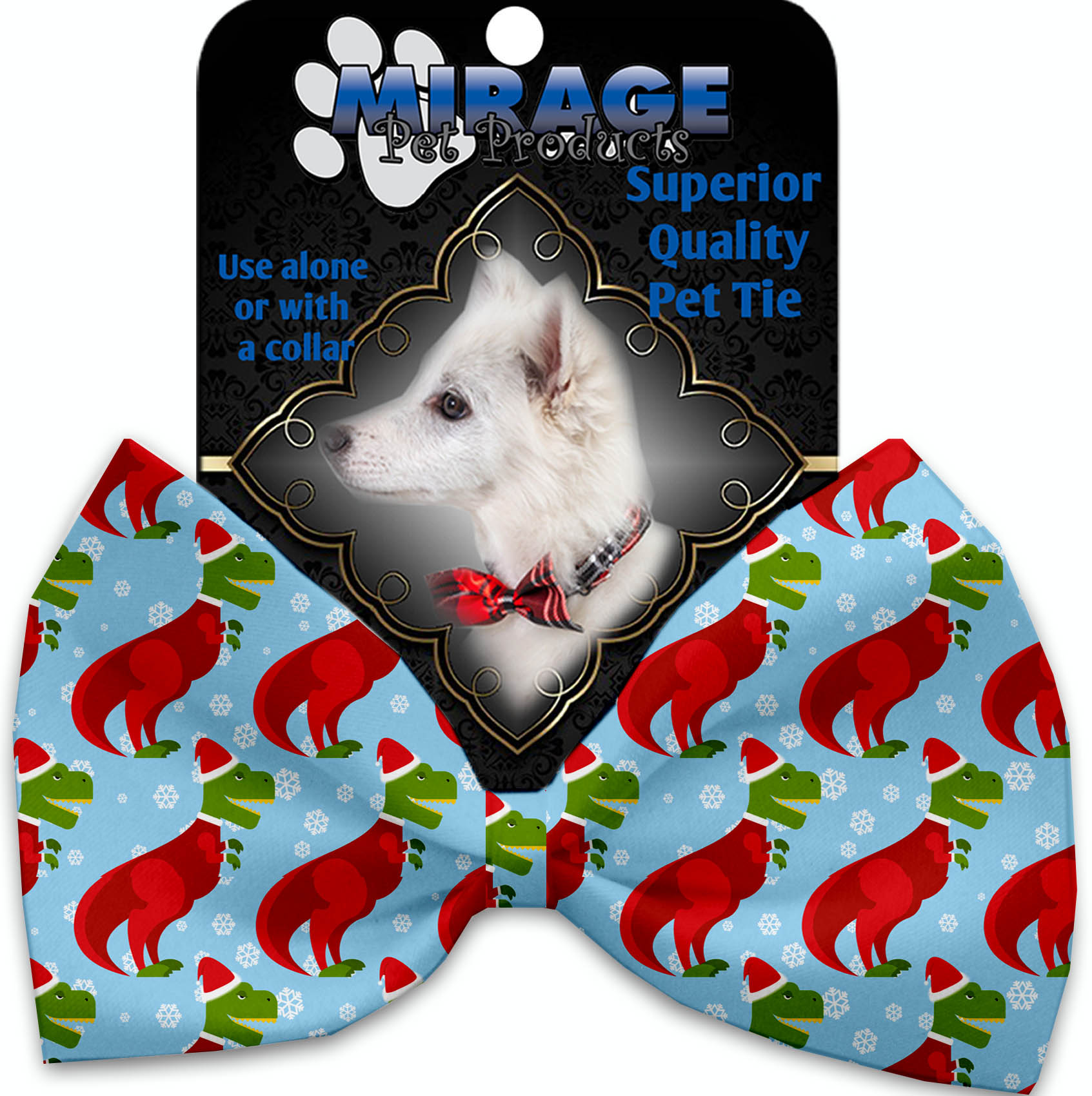 Christmas T-rex Pet Bow Tie Collar Accessory With Velcro GreatEagleInc