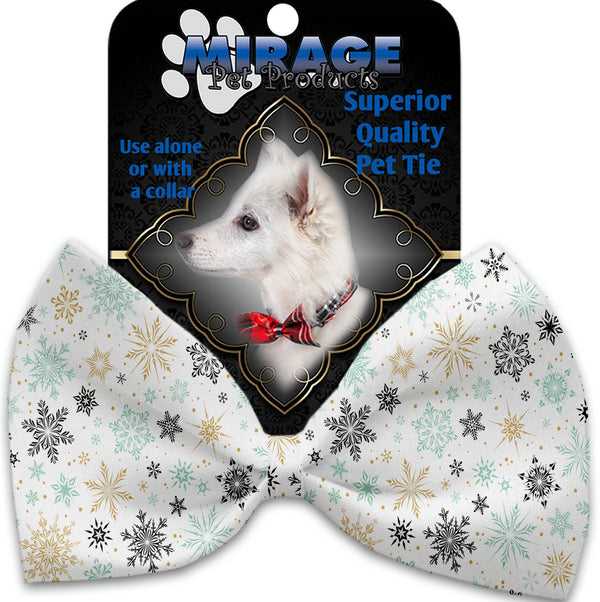 Vintage Snowflakes Pet Bow Tie Collar Accessory With Velcro GreatEagleInc