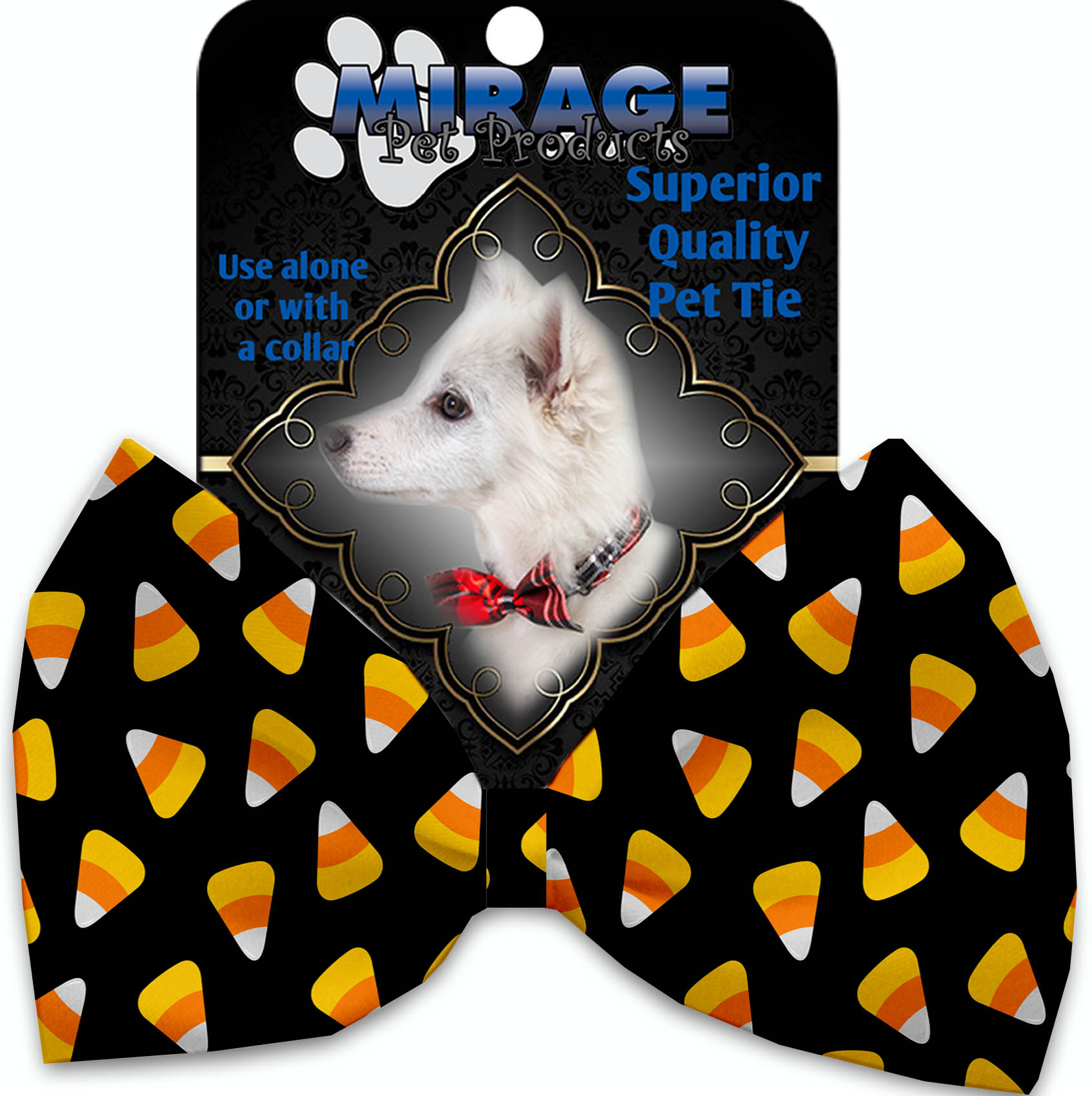 Candy Corn Pet Bow Tie Collar Accessory With Velcro GreatEagleInc