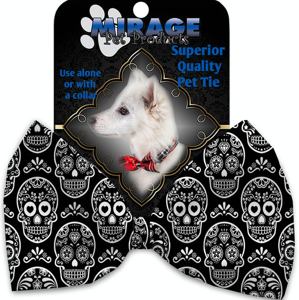 Classic Sugar Skulls Pet Bow Tie Collar Accessory With Velcro Default Title