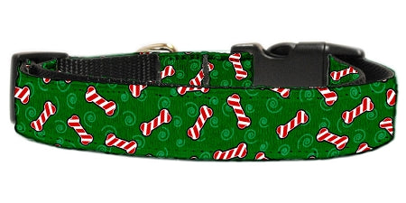 Candy Cane Bones Nylon Dog Collar Medium Narrow GreatEagleInc