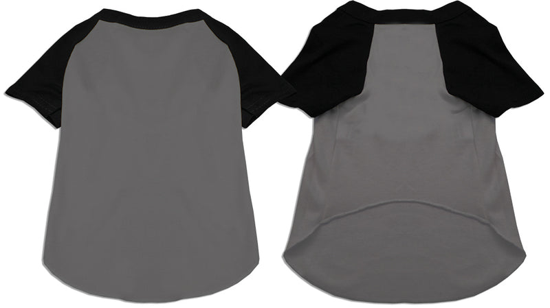 Raglan Baseball Pet Shirt Grey With Black Size Large