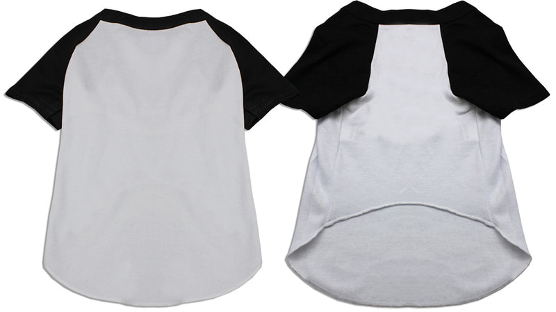 Raglan-Baseball-Haustier-Shirt, Weiß mit Schwarz, Größe Xxxl