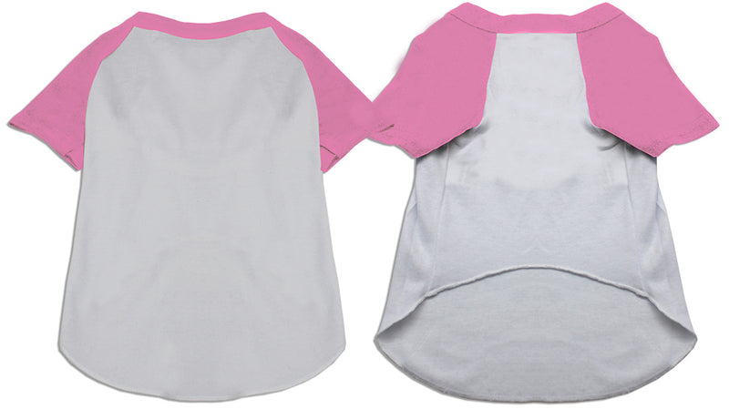 Raglan-Baseball-Haustier-Shirt, weiß mit hellrosa, Größe L