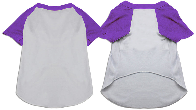 Raglan Baseball Pet Shirt White With Purple Size Xs