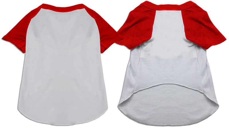 Raglan-Baseball-Haustier-Shirt, Weiß mit Rot, Größe 5 x