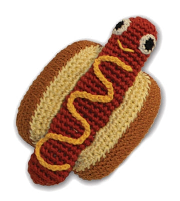 Knit Knacks Hot Dog Organic Cotton Small Dog Toy GreatEagleInc