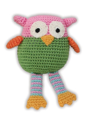 Knit Knacks Wise Guy Owl Organic Cotton Small Dog Toy GreatEagleInc