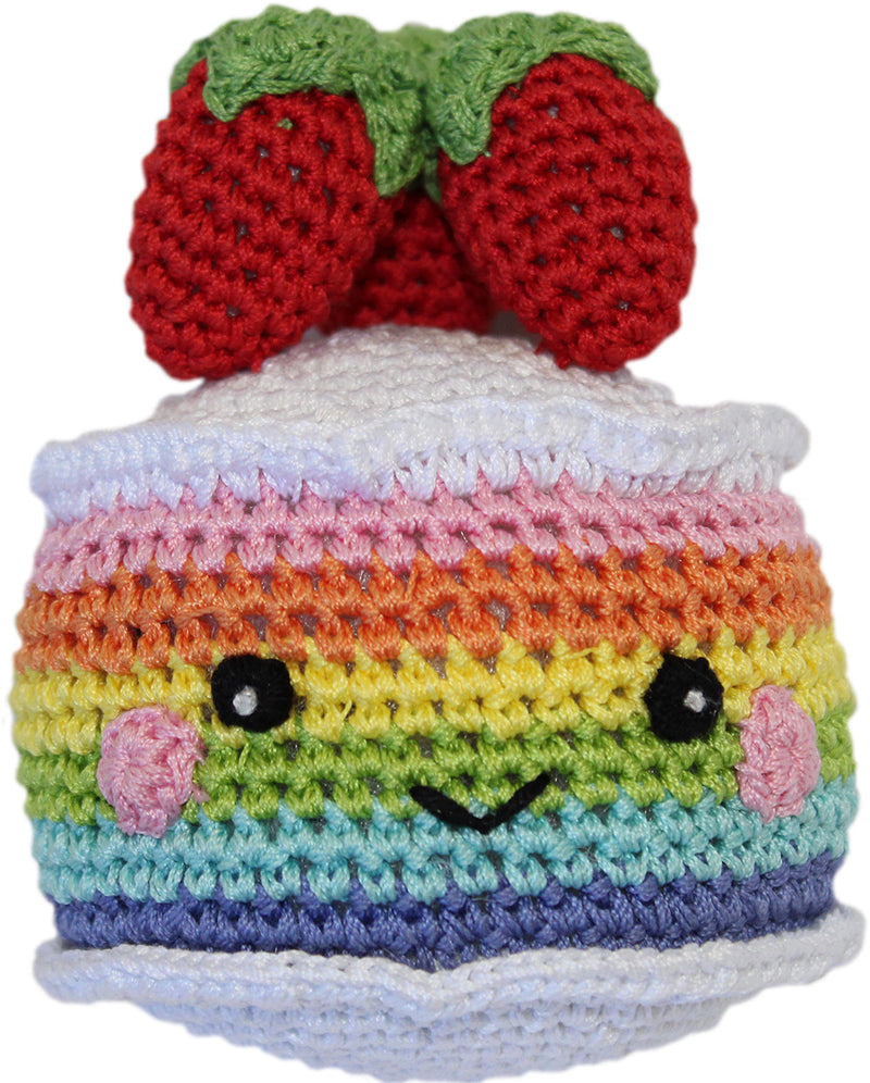 Knit Knacks Rainbow Cake kleines Hundespielzeug aus Bio-Baumwolle