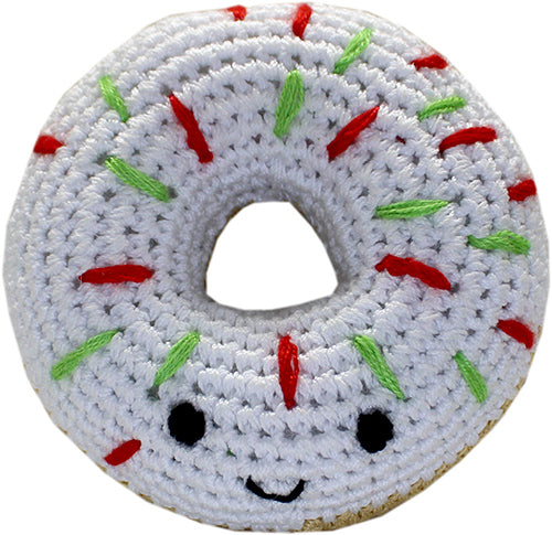 Knit Knacks Weihnachts-Donut-Spielzeug für kleine Hunde aus Bio-Baumwolle
