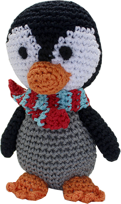 Knit Knacks Chilly Willy Der Pinguin, kleines Hundespielzeug aus Bio-Baumwolle