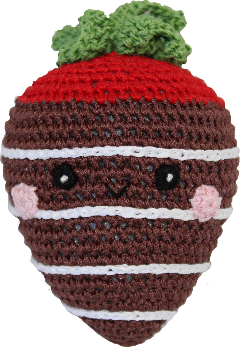 Knit Knacks Milchschokoladen-Erdbeer-Spielzeug für kleine Hunde aus Bio-Baumwolle