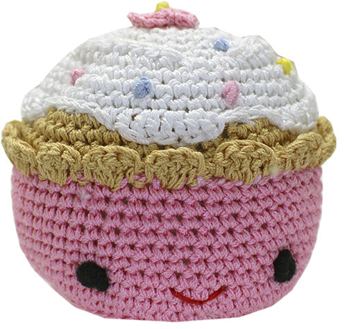 Knit Knacks Purdy The Pink Cupcake kleines Hundespielzeug aus Bio-Baumwolle