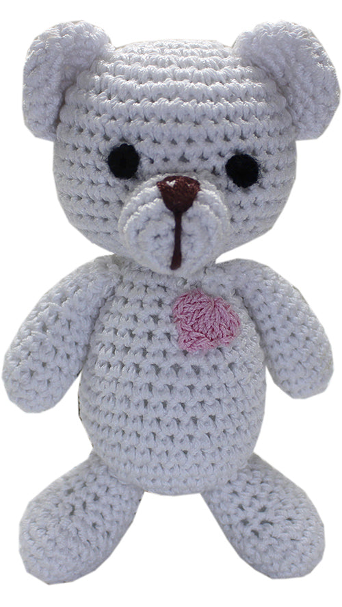 Knit Knacks Teddy The White Bear Organic Cotton Small Dog Toy Default Title