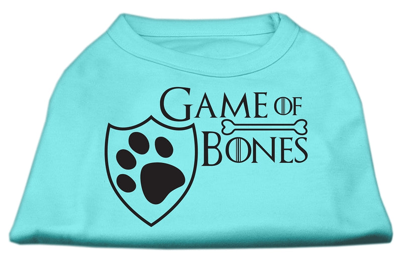 Game Of Bones Screen Print Dog Shirt Aqua Lg