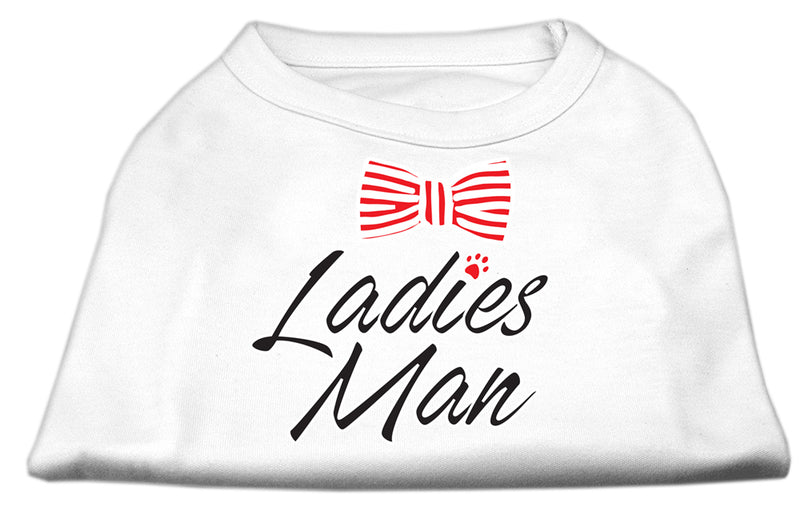 Ladies Man Screen Print Dog Shirt White Lg