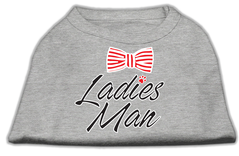 Ladies Man Screen Print Dog Shirt Grey Med Default Title