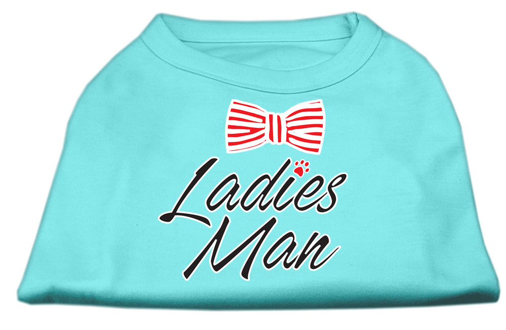 Ladies Man Screen Print Dog Shirt Aqua Xs Default Title