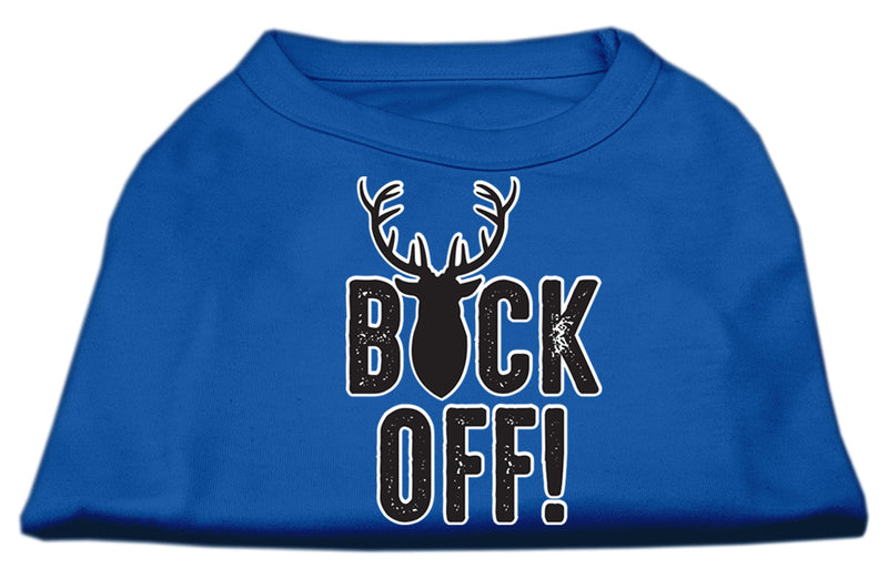 Buck Off Screen Print Dog Shirt Blue Lg