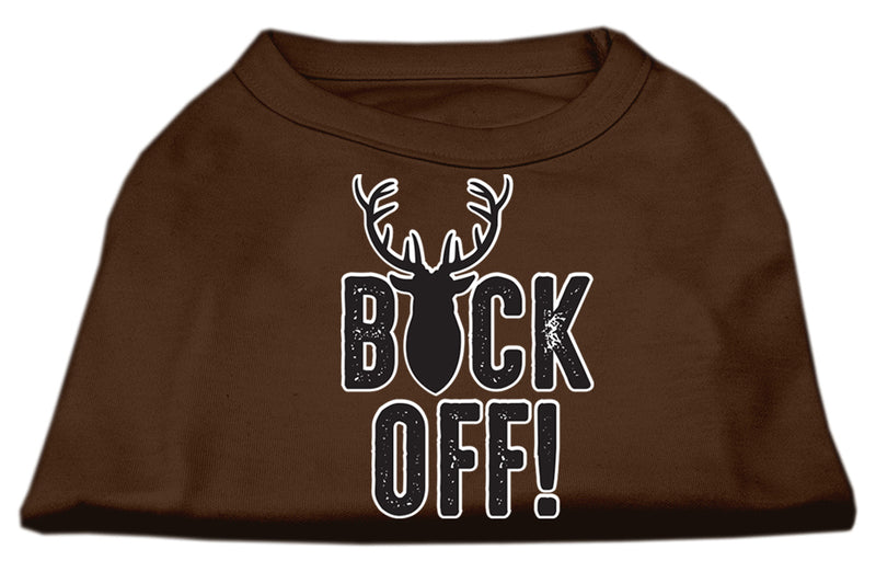 Buck Off Screen Print Dog Shirt Brown Lg