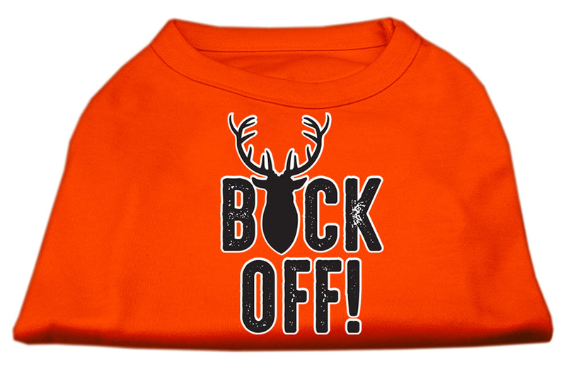 Buck Off Screen Print Dog Shirt Orange Lg