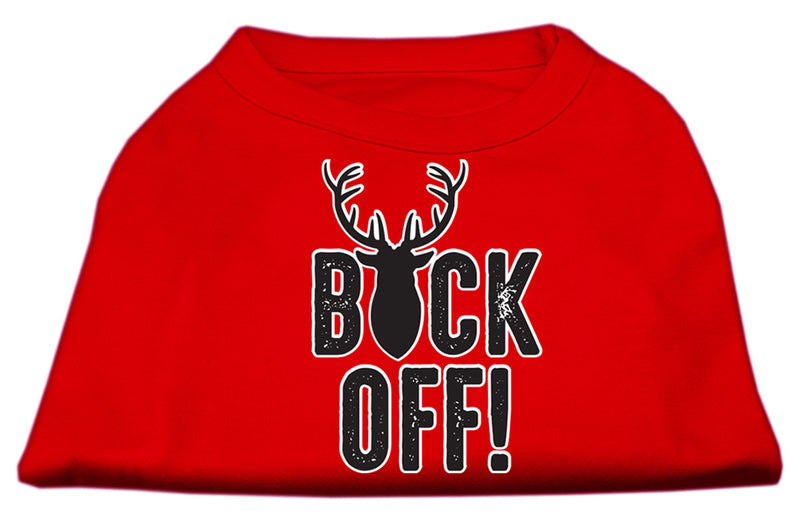 Buck Off Screen Print Dog Shirt Red Lg