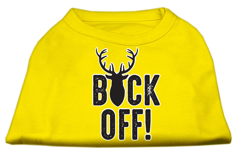 Buck Off Screen Print Dog Shirt Yellow Lg