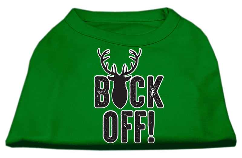 Buck Off Screen Print Dog Shirt Green Sm
