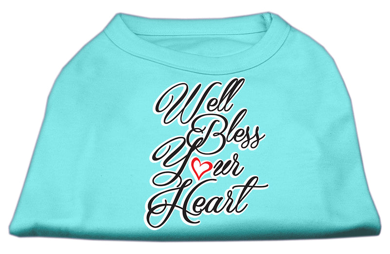 Well Bless Your Heart Screen Print Dog Shirt Aqua Lg
