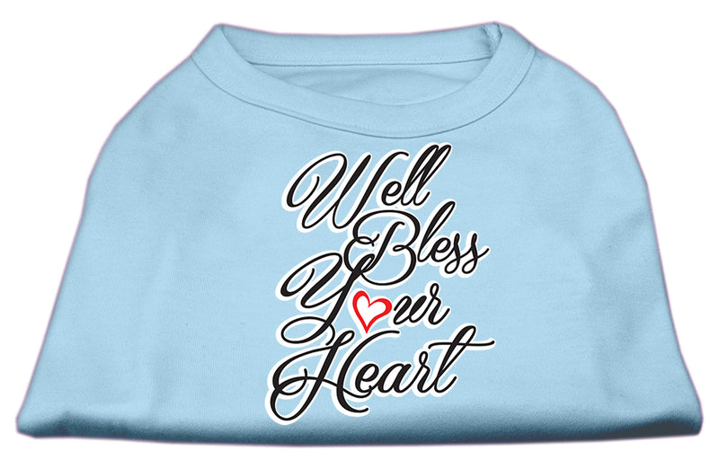 Well Bless Your Heart Screen Print Dog Shirt Baby Blue Lg