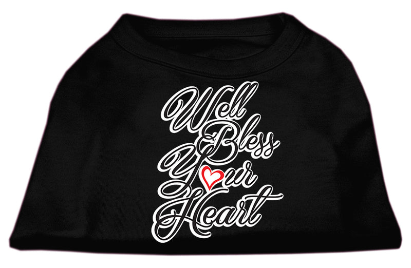 Well Bless Your Heart Screen Print Dog Shirt Black Lg