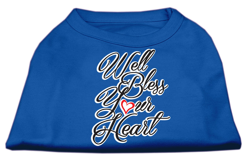 Well Bless Your Heart Screen Print Dog Shirt Blue Lg