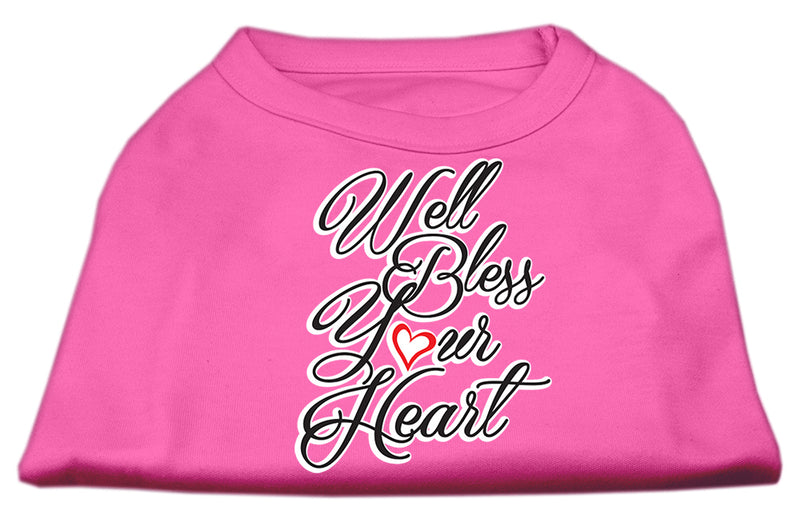 Well Bless Your Heart Screen Print Dog Shirt Bright Pink Lg