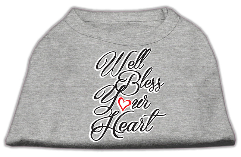 Well Bless Your Heart Screen Print Dog Shirt Grey Lg