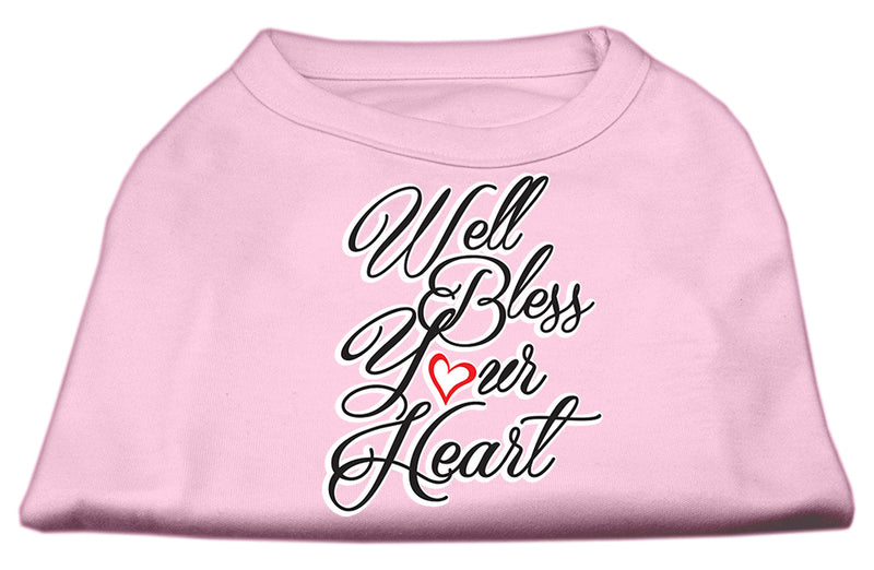 Well Bless Your Heart Screen Print Dog Shirt Light Pink Lg