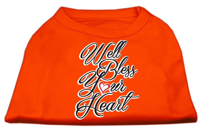 Well Bless Your Heart Screen Print Dog Shirt Orange Lg