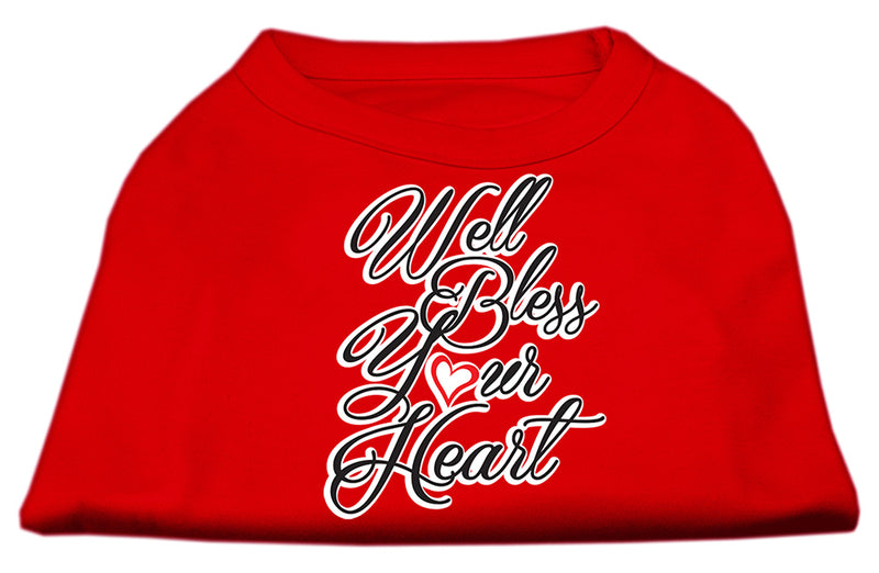 Well Bless Your Heart Screen Print Dog Shirt Red Lg